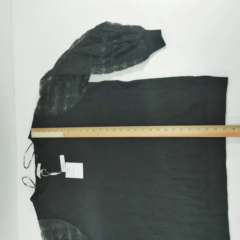 Sioni Milano Black Lace Sleeve Pullover Top Plus Size 1X New with Tags - Picture 5 of 8